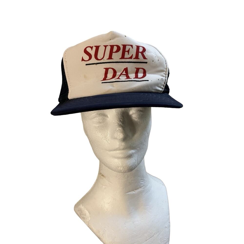 Vintage SUPER DAD Trucker Hat Snapback Mesh Cap Made in Taiwan R.O.C. One Size
